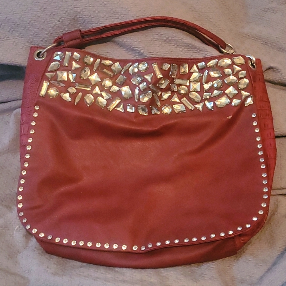 Burgundy rhinestone purse